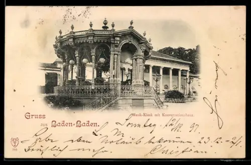 AK Baden-Baden, Musik-Kiosk mit Konversationshaus