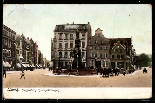 AK Lübeck, Klingenberg mit Siegesbrunnen