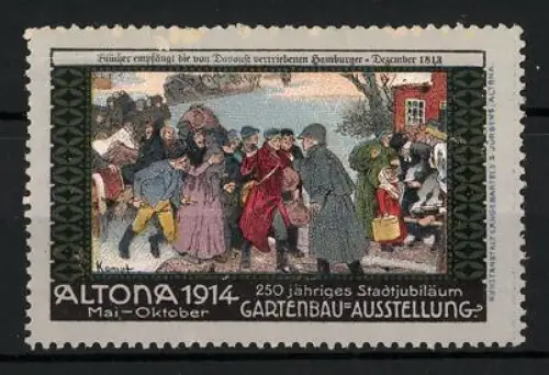 Reklamemarke Altona, 250-jähriges Stadtjubiläum 1914, Hamburger werden empfangen 1813