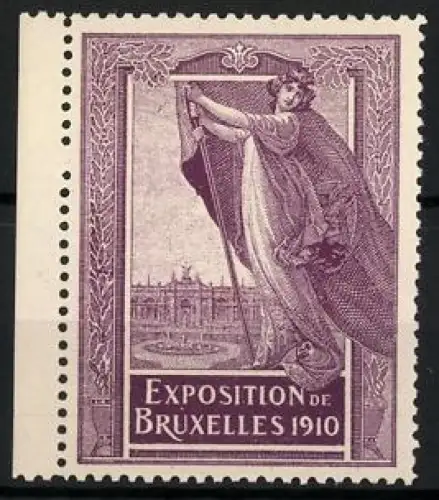 Reklamemarke Brüssel, Exposition de Bruxelles 1910, Frau mit Flagge