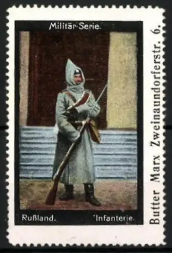 Reklamemarke Russland, Infanterie, Soldat mit Gewehr