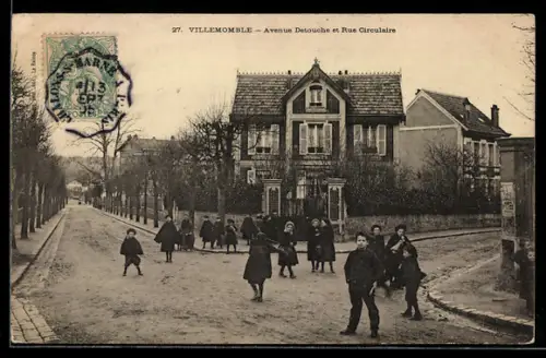 AK Villemomble, Avenue Detouche et Rue Circulaire avec des enfants jouant