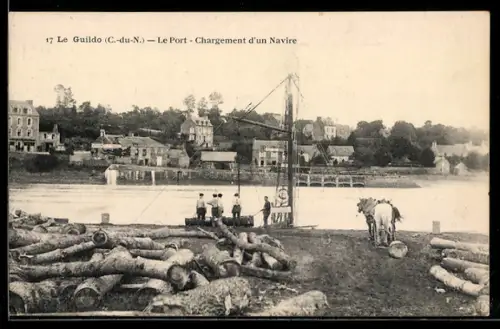 AK Le Guildo /C.-du-N., Le Port, Chargement d`un Navire, 1923