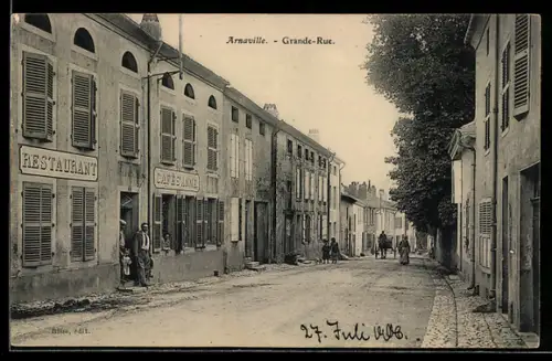 AK Arnaville, Grande-Rue avec restaurants et cafés