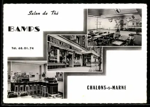 AK Châlons-sur-Marne, Salon de Thé Bamps avec boulangerie et bar intérieur