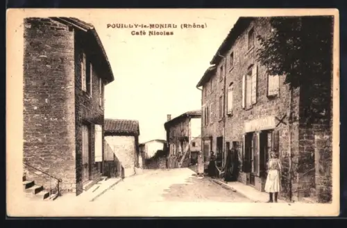 AK Pouilly-le-Monial /Rhône, Café Nicolas