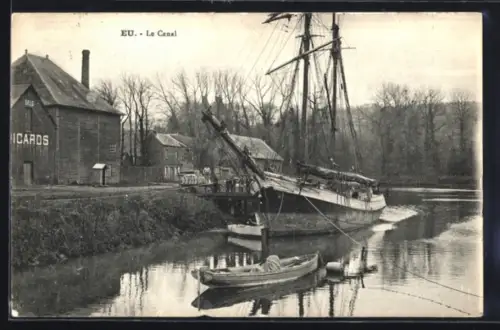 AK Eu, Le Canal avec voilier et embarcation