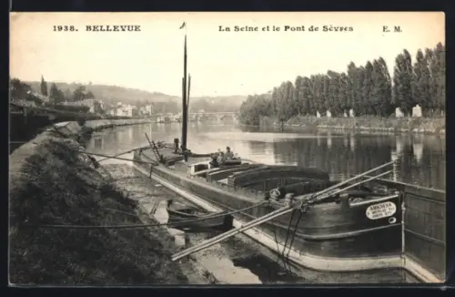 AK Meudon, Bellevue, La Seine et le Pont de Sèvres