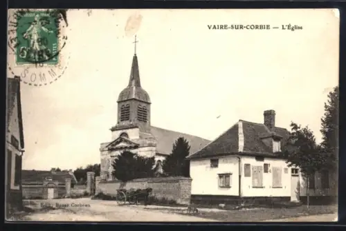 AK Vaire-sur-Corbie, L`église et maisons environnantes