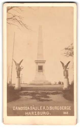 Fotografie unbekannter Fotograf, Ansicht Harzburg, Canossa-Säule am Burgberge