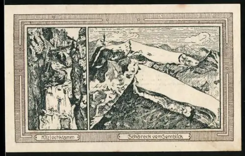Notgeld Rauris 1920, 20 Heller, Kitzlochklamm und Schareck vom Sonnblick