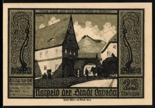 Notgeld Lobeda 1921, 25 Pfennig, Alte Haus und alte Toreinfahrt