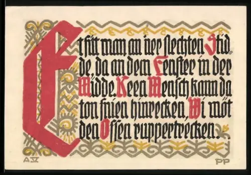 Notgeld Schöppenstedt 1921, 50 Pfennig, Ortsansicht mit rotem Dach und Turm