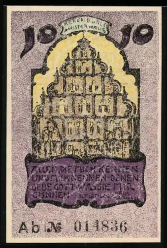 Notgeld Lemgo 1921, 10 Pfennig, Hexenbürgermeisterhaus