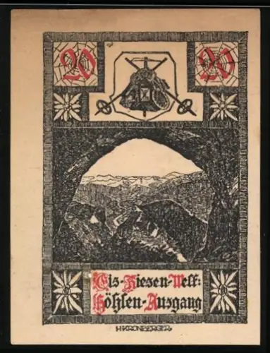 Notgeld Werfen 1920, 20 Heller, Eisriesenwelt, Höhlen-Ausgang