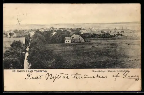 AK Torekow, Ortsansicht mit Umgebung aus der Vogelschau
