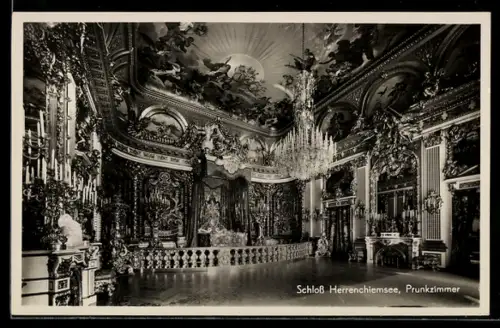 AK Schloss Herrenchiemsee, Prunkzimmer, Innenansicht