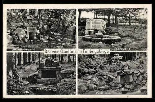 AK Die vier Quellen im Fichtelgebirge, Egerquelle, Naabquelle