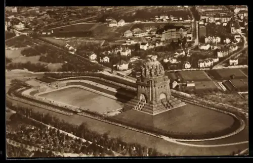 AK Leipzig, Luftbild vom Völkerschlachtdenkmal