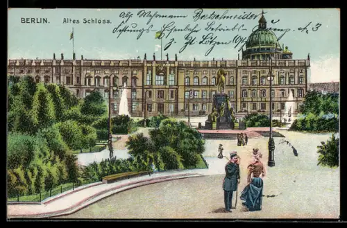 Lithographie Berlin, Blick auf das Alte Schloss