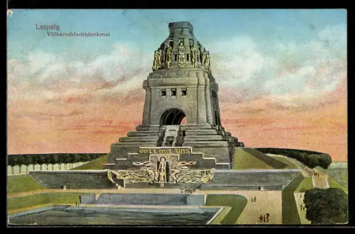 AK Leipzig, Völkerschlachtdenkmal mit Allee von oben gesehen
