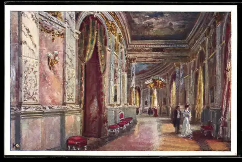 Künstler-AK Wien, Burgtheater, Foyer