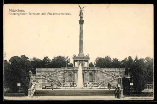 AK München, Prinzregenten-Terrasse mit Friedensdenkmal