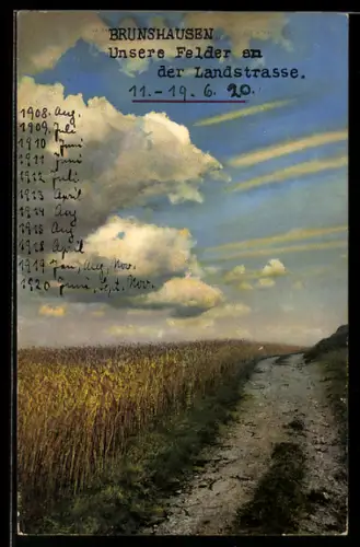 Künstler-AK Photochromie Nr. 2238: Brunshausen, Felder an der Landstrasse