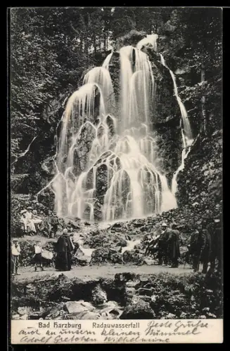AK Bad Harzburg, Radauwasserfall, Besucher