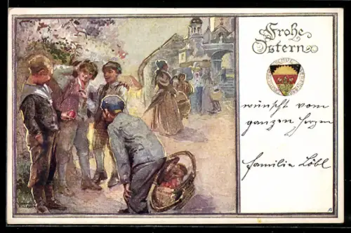 AK Deutscher Schulverein Nr. 477: Spielende Kinder unter einem blühenden Baum