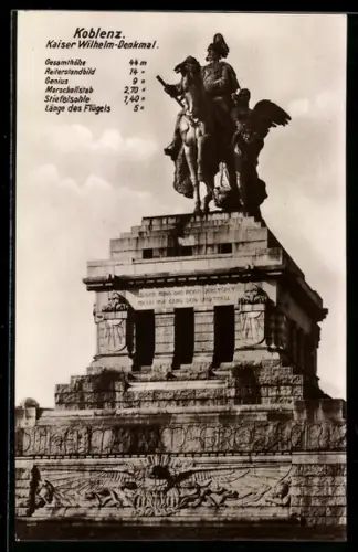 AK Koblenz, Kaiser Wilhelm-Denkmal mit Massen