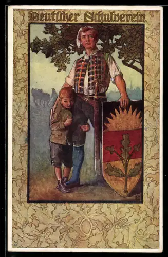 AK Deutscher Schulverein Nr. 168: Deutscher Michel mit Schild und Schwert