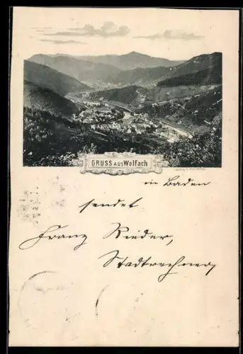 AK Wolfach, Ortsansicht vom Berghang aus