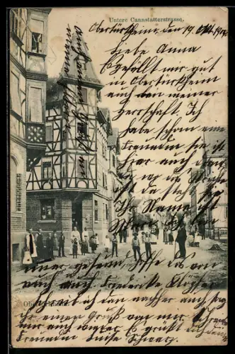 AK Obertürkheim, Blick in die Untere Canstatterstrasse