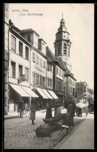 AK Landau /Pfalz, Obere Marktstrasse, Geschäft von F. M. Wöscher