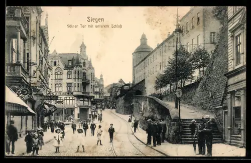 AK Siegen, Kölnerstrasse mit unterem Schloss