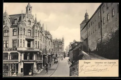 AK Siegen, Cölnerthor mit Zugbrücke