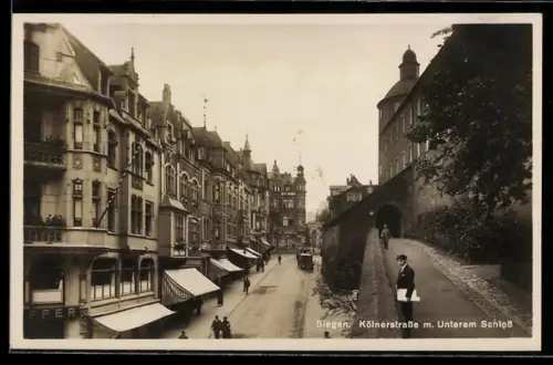 AK Siegen, Kölnerstrasse mit Unterem Schloss
