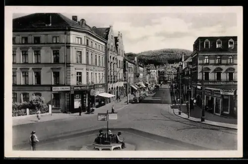 AK Siegen, Bahnhofstrasse mit Geschäften