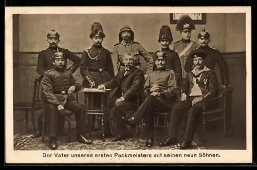 AK Bremen, Kolonialhaus F. Oloff & Co., Vater des ersten Packmeisters mit 9 Söhnen