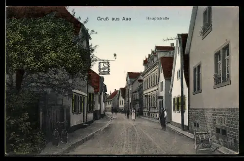 AK Durlach-Aue, Hauptstrasse mit Gasthaus