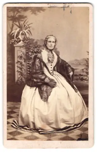 Fotografie Fr. Xav. Hiltner, Augsburg, Klinkerstrasse, Ältere Dame in elegantem Kleid