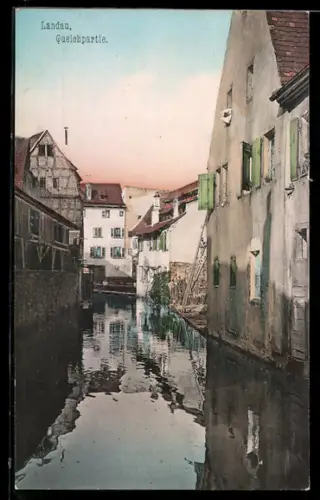 AK Landau, Flusspartie der Queich mit Wohnhäusern