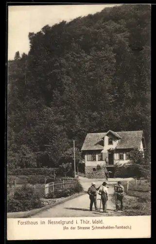 AK Nesselgrund /Thür. Wald, Forsthaus Nesselgrund an der Strasse Schmalkalden-Tambach