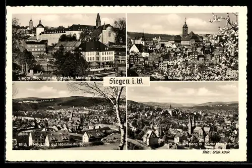 AK Siegen i. W., Siegbrücke, Unteres Schloss, Marienkirche
