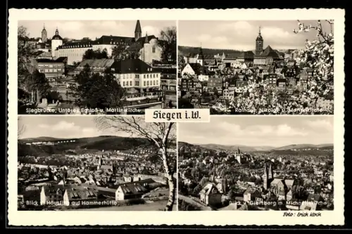 AK Siegen i. W., Siegbücke, Unteres Schloss u. Marienkirche