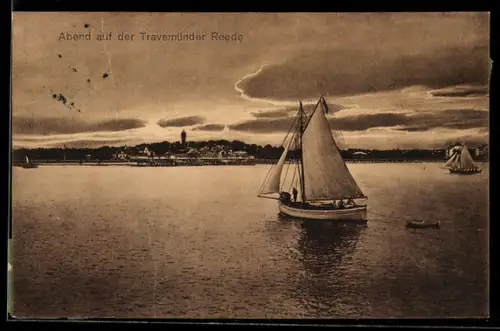 AK Travemünde, Abend auf der Travemünder Reede