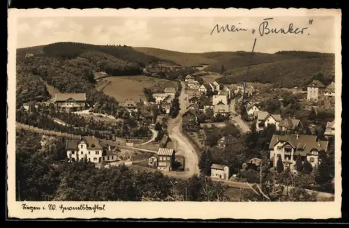 AK Siegen i. W., Talansicht mit Dorfstrasse und Wohnhäusern