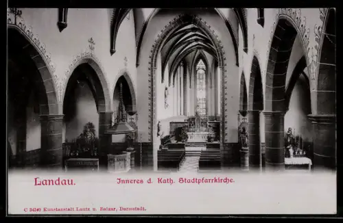 AK Landau, Inneres d. Kath. Stadtpfarrkirche