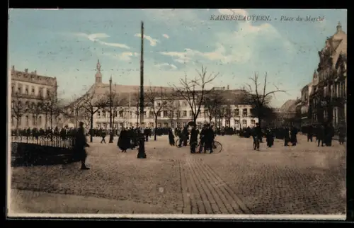 AK Kaiserslautern, Marktplatz mit Menschen